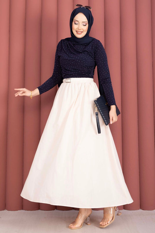 Buy Cream Summer Sports Skirt with Belt and Pockets