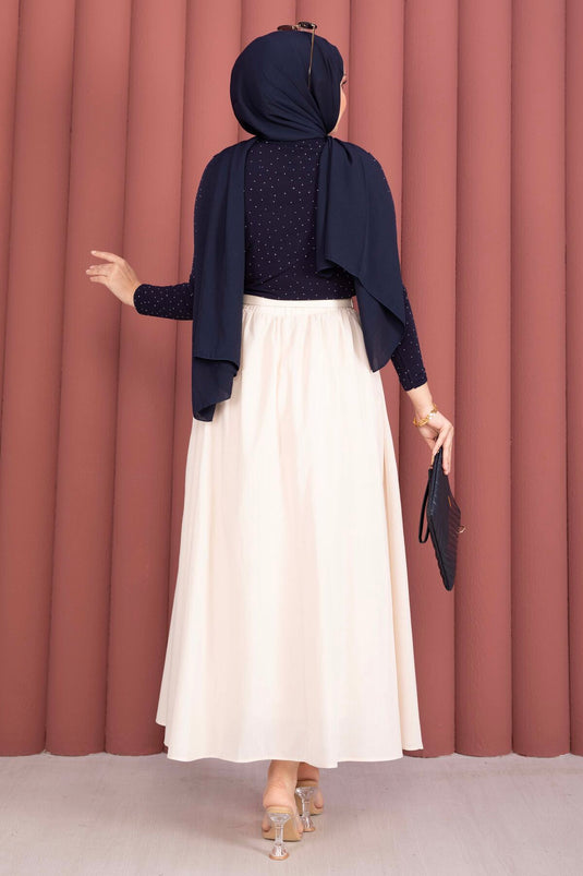 Buy Cream Summer Sports Skirt with Belt and Pockets