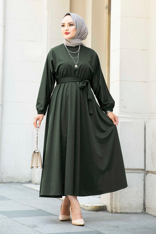 Abito hijab con cintura in vita 100MD-10528 Cachi