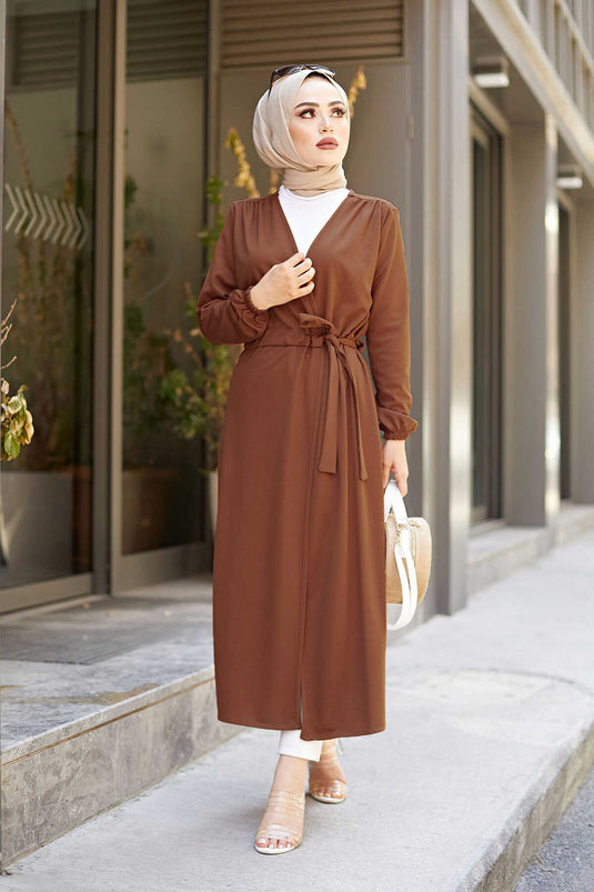Kimono Hijab avec Ceinture 5587-03 Tan