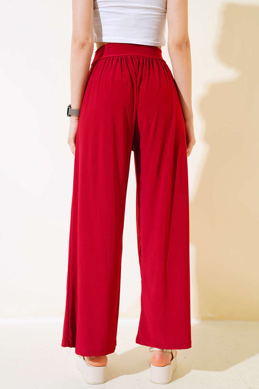 Red Loose Pants with Belt
