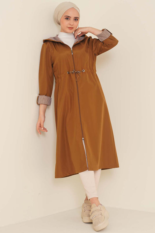 Buy Rubber Drawstring Trench Coat Tan