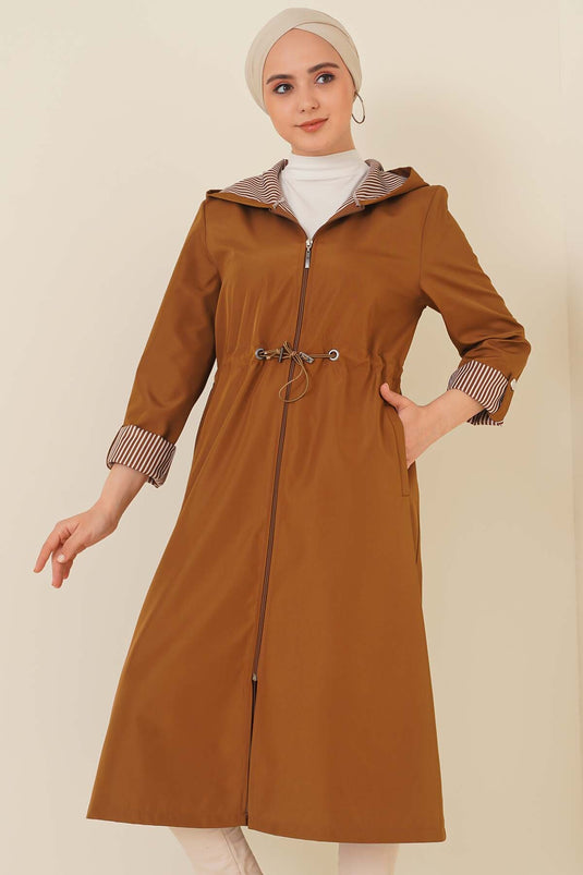 Buy Rubber Drawstring Trench Coat Tan