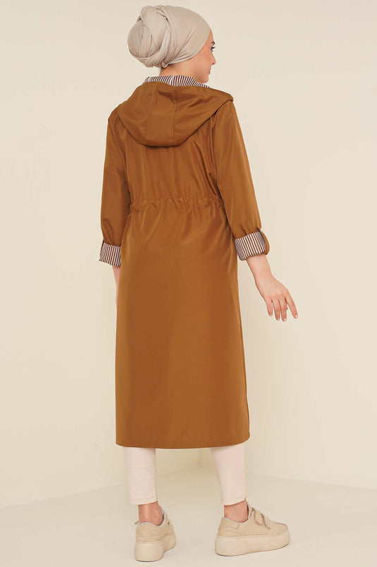 Buy Rubber Drawstring Trench Coat Tan