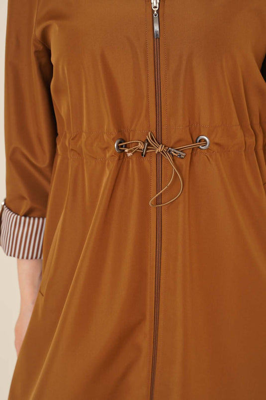Buy Rubber Drawstring Trench Coat Tan