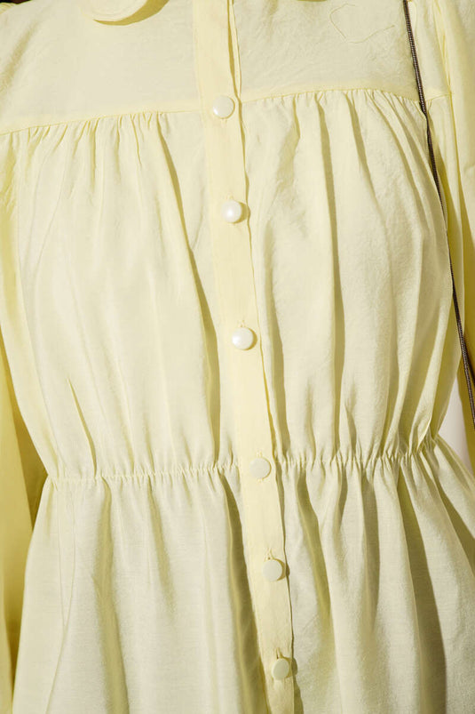 Beli Lastik Detaylı Gömlek Sarı