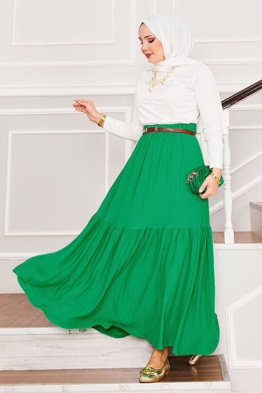 Elastic Waist and Gathered Bottom Hijab Skirt Benetton