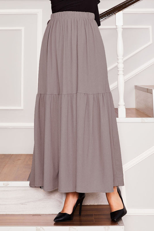 Elastic Waist and Gathered Bottom Hijab Skirt Mink