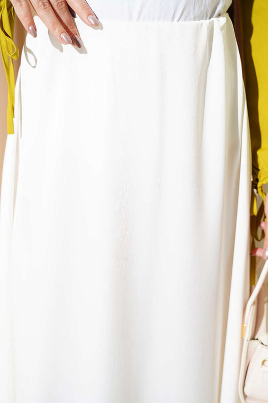 Buy Basic Satin Skirt with Elastic Waist White