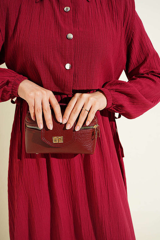 Acheter robe en écorce d'arbre avec boléro élastique bordeaux