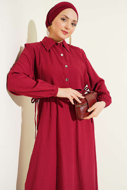 Acheter robe en écorce d'arbre avec boléro élastique bordeaux