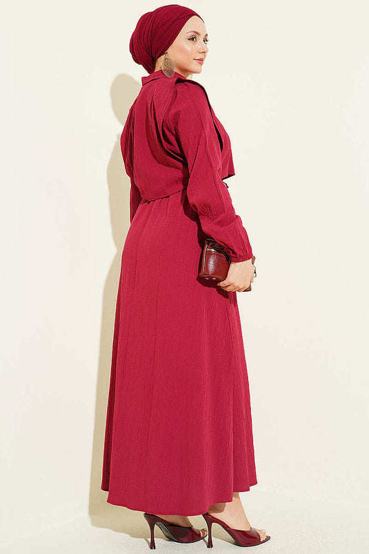 Acheter robe en écorce d'arbre avec boléro élastique bordeaux