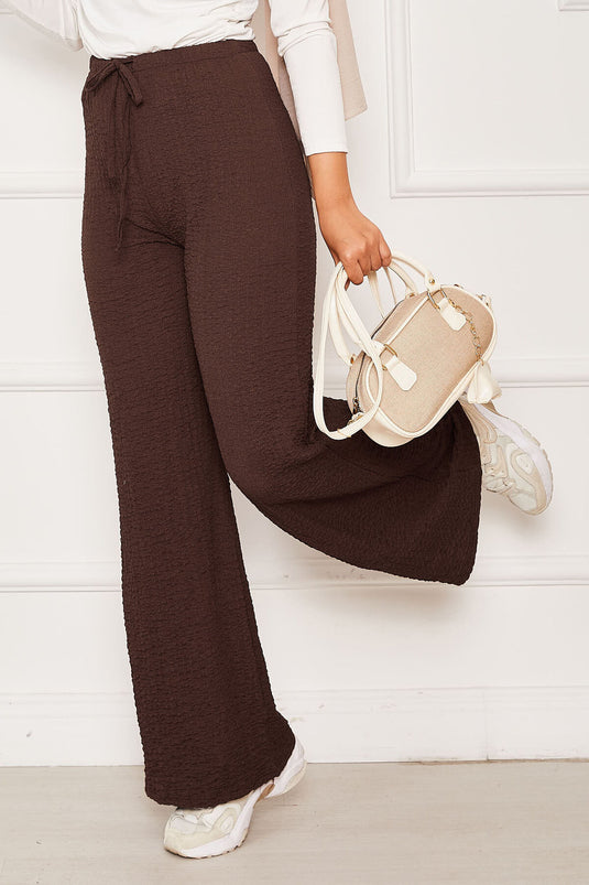 بنطلون بابل بخصر مطاطي بني