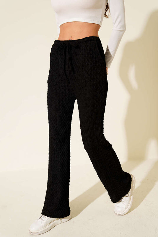 Pantalon en crêpe noir avec taille élastique