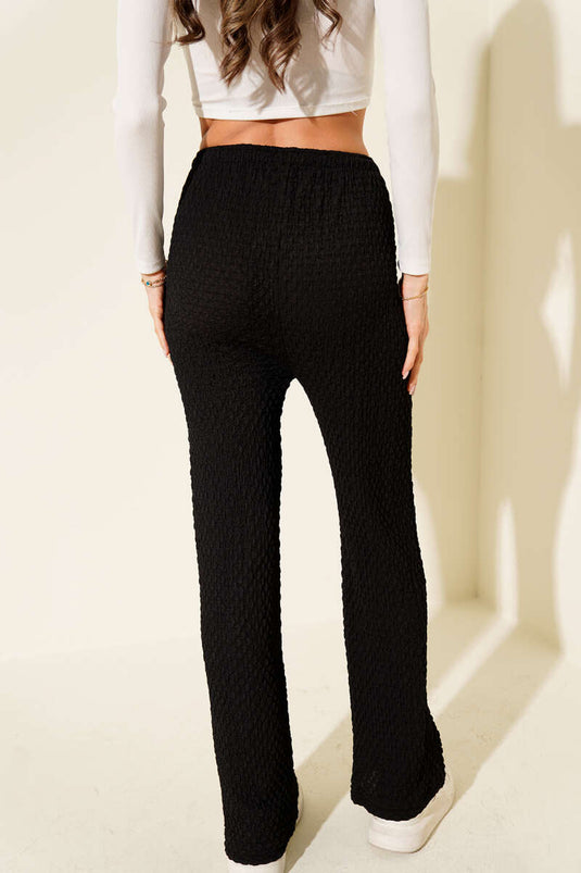 Pantalon en crêpe noir avec taille élastique