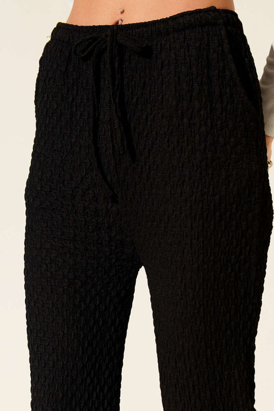 بنطال أسود من الكريب بخصر مطاطي