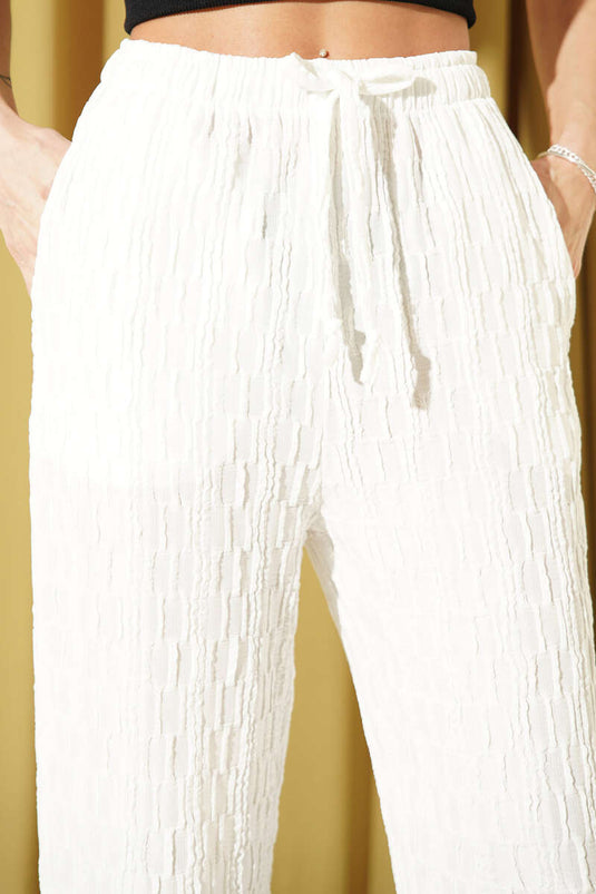 Koop Broek met Elastische Taille en Tunnelkoord Koffiekleurig