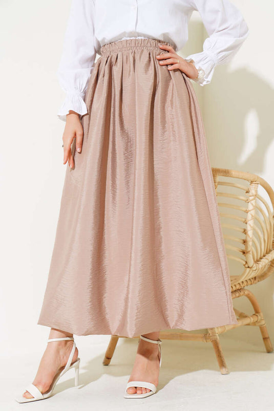 Beli Lastikli Çan Etek Latte