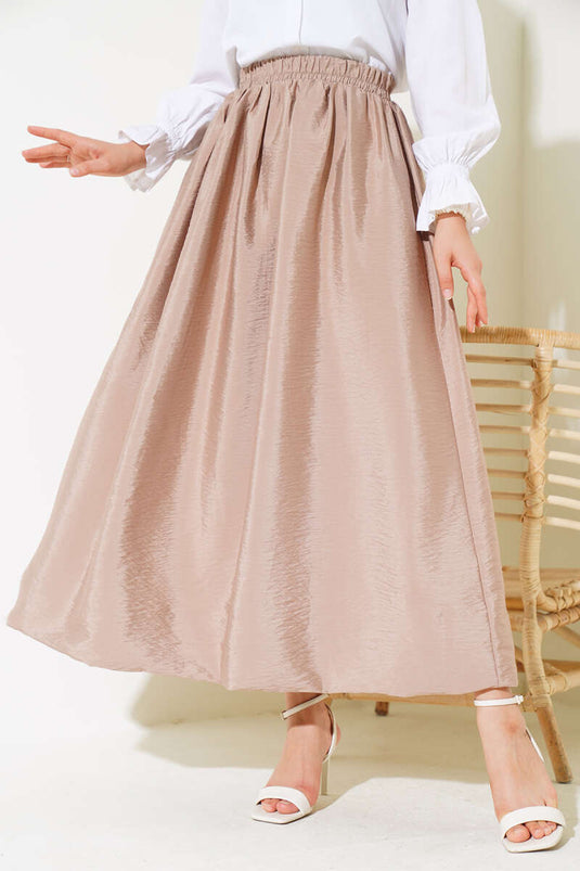 Beli Lastikli Çan Etek Latte