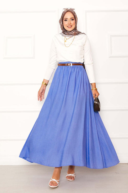 Jupe à taille élastique et poches détaillées bleu bébé