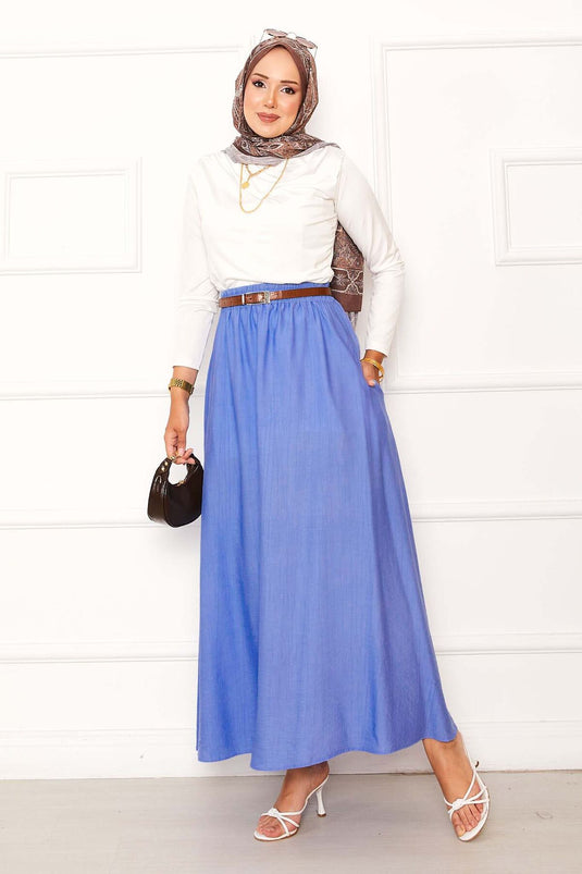 Jupe à taille élastique et poches détaillées bleu bébé