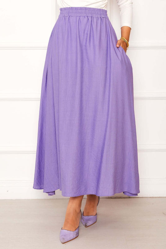 Jupe à taille élastique et poches détaillées Lilas