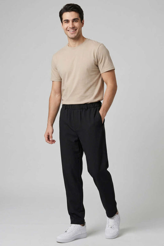 Pantalon homme noir avec ceinture élastique et poches