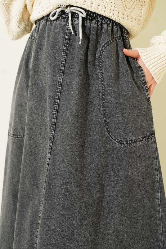 Beli Elastische Met Zak Spijkerrok Fumé