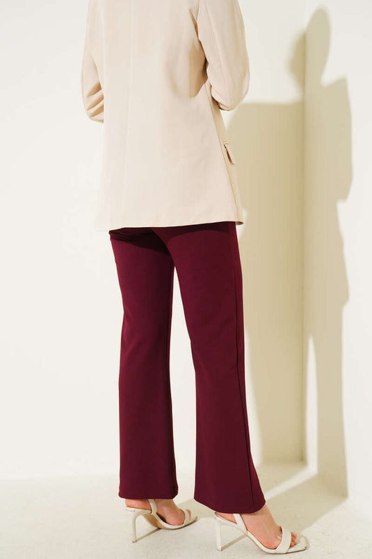 Elastic Waist Pullover Trousers Burgundy
