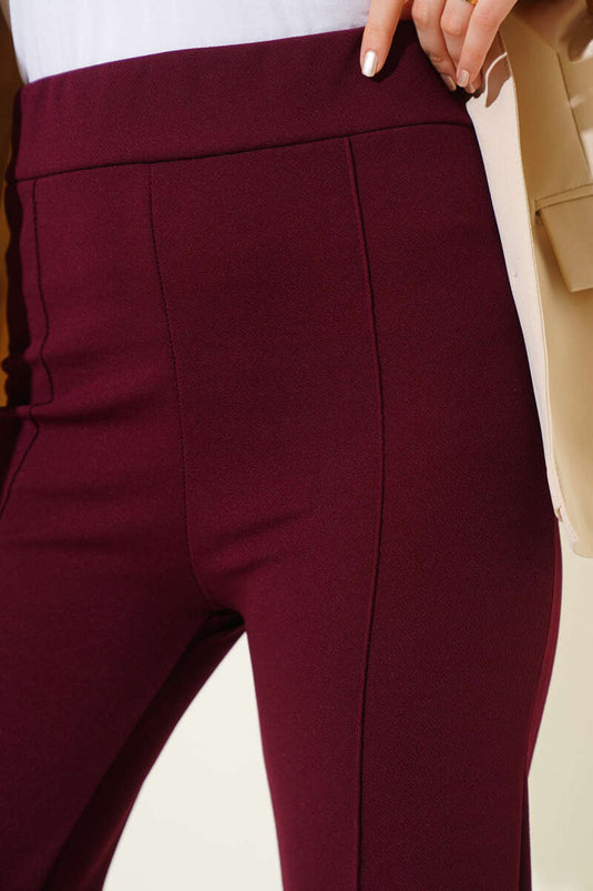 Elastic Waist Pullover Trousers Burgundy