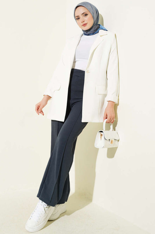 Pantalon à taille élastique amovible gris fumé