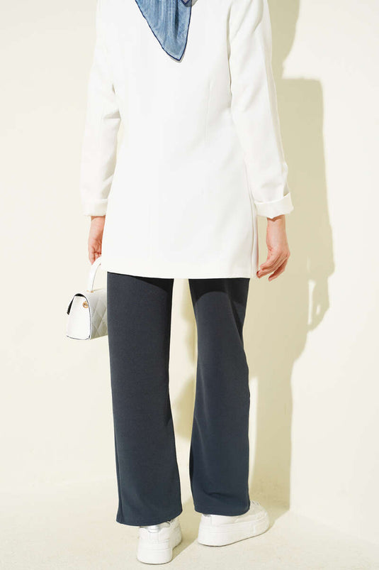 Pantalon à taille élastique amovible gris fumé