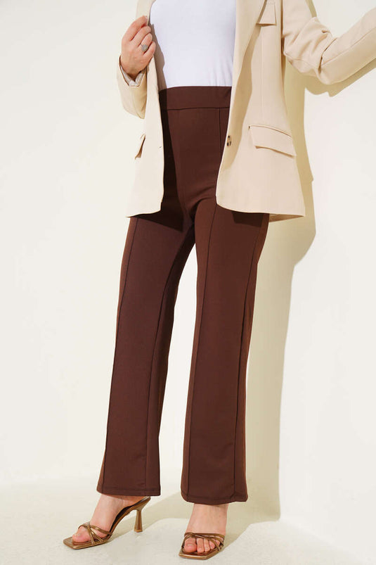 Pantalon à taille élastique marron