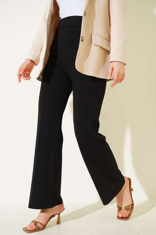Elastic Waistband Trousers Black
