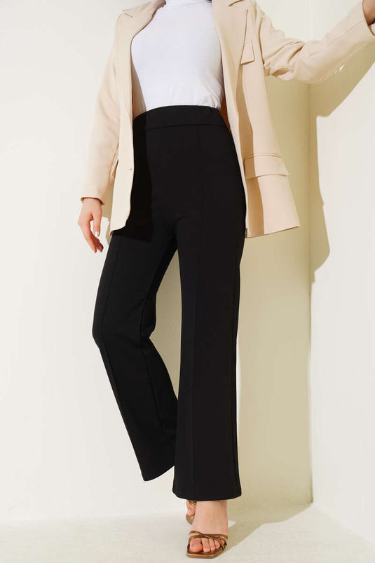 Pantalon noir à taille élastique