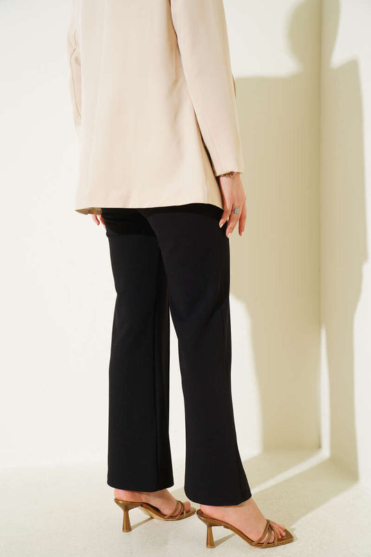 Pantalon noir à taille élastique