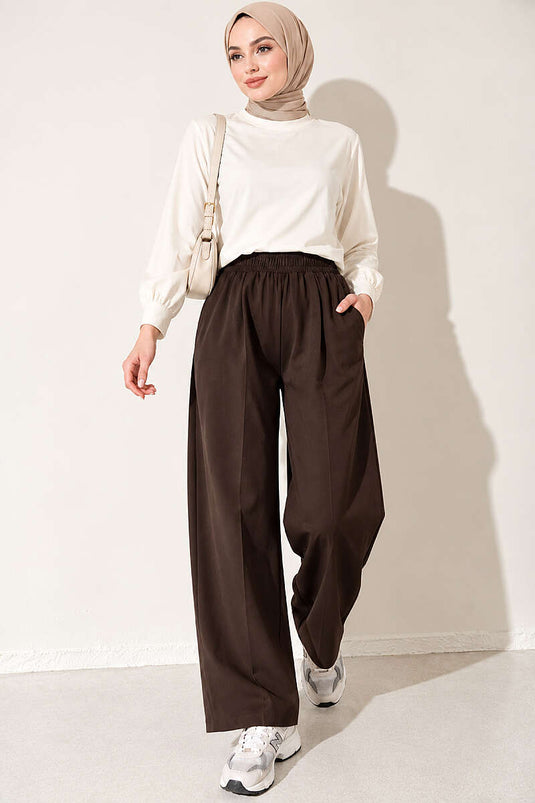 Pantalon Dabıl À Taille Élastiquée Marron