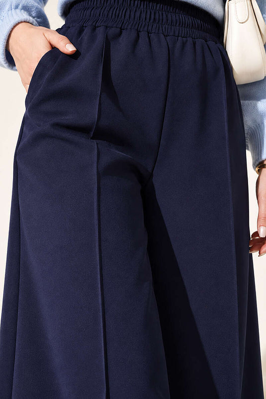 Elasticated Navy Dabıl Pants