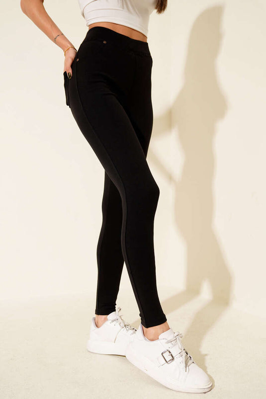 Beli Lastikli Dar Paça Pantolon Siyah