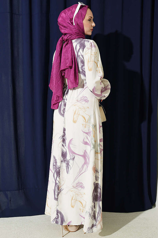 Robe En Satin Violet À Taille Élastiquée