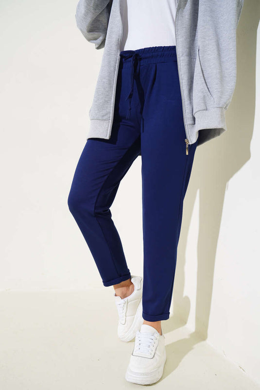 Pantaloni a gamba doppia con vita elastica Blu navy