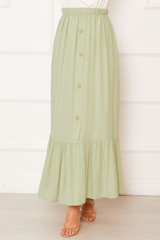 Jupe hijab à taille élastique et boutons détaillés, vert aqua