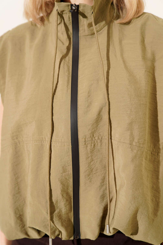 Buy Elastic Zippered Vest Khaki