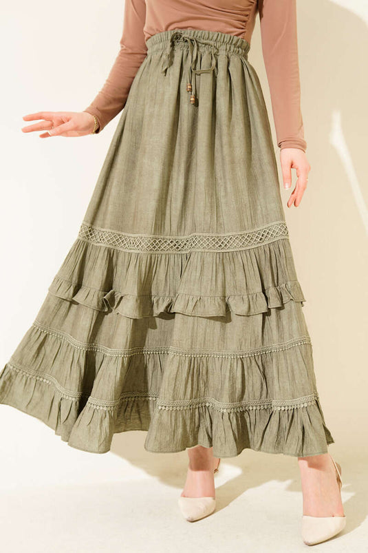 Beli Elastic Ruffled Skirt Pistachio Green