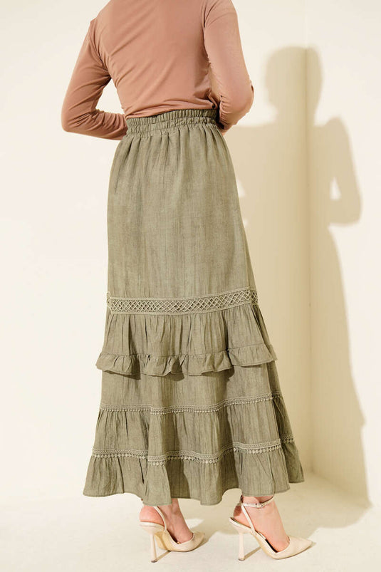Beli Elastic Ruffled Skirt Pistachio Green