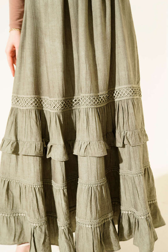 Beli Elastic Ruffled Skirt Pistachio Green