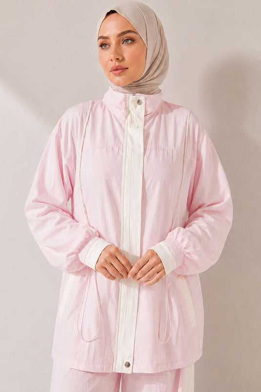 Beli Lastikli Garnili Tensel İkili Takım Pembe
