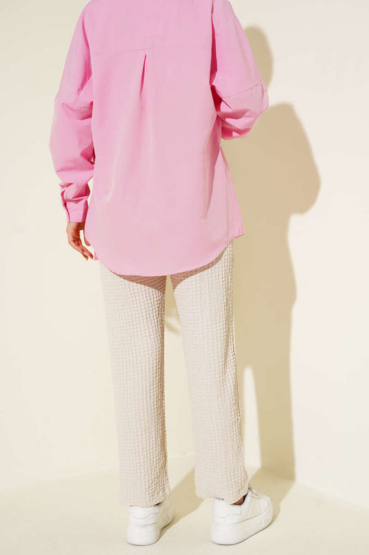 Beli Lastikli Gofre Pantolon Taş