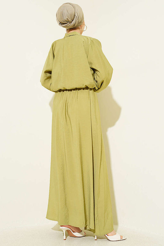 Buy Elastic Shirt Collar Pinafore Set in Pistachio Green