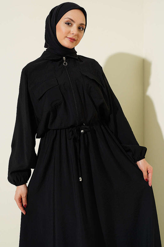 Acheter ensemble jupe salopette à col chemise élastique noir